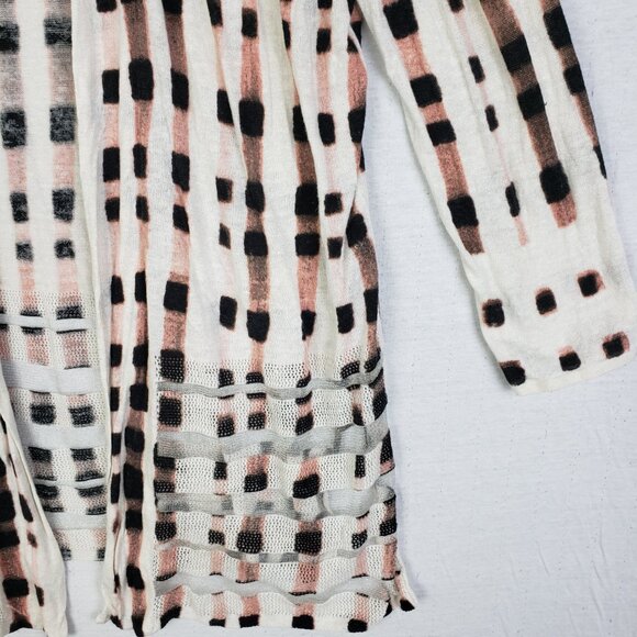 NIC+ZOE Island Time Cardy Abstract Print Linen Open Front Cardigan size L Resort - Picture 12 of 14